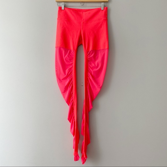 Alo Yoga Mesh Goddess Legging Neon Azalea Size Medium Dance Pilate - Picture 3 of 16